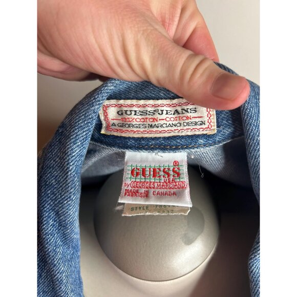 Jacket sweater shirt denim Collared coat spring fall vintage GUESS size M/L - Picture 4 of 7